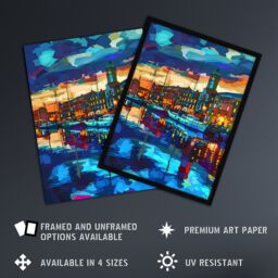 "Artery8 Liverpool Port Sail Boats Atmospheric Cityscape Wall Art Print in Blue - Size: W24"" x H32""" - thumbnail 2