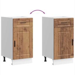 Berkfield Home Kitchen Base Cabinet¬†Porto Old Wood Engineered Wood in Brown - thumbnail 8