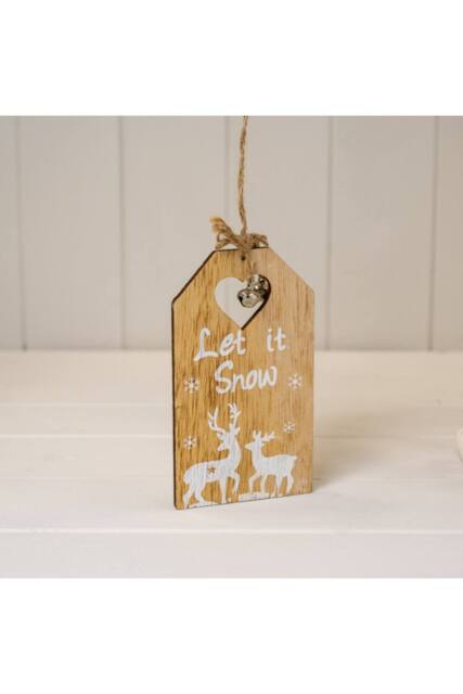 KDMD Set of Two Hanging Wooden Christmas Signs in Brown - image 1