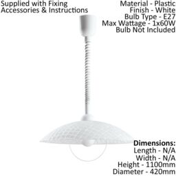 Loops Pendant Light Colour White Shade White Clear Glass With Structure Bulb E27 1x60W - thumbnail 2