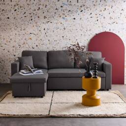 sweeek 3-seater compact reversible corner sofa bed in Dark Grey