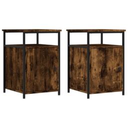 Berkfield Home Bedside Cabinets 2 pcs Smoked Oak 40x42x60 cm Engineered Wood in Brown - Size: 40 x 42 x 60 cm - thumbnail 2