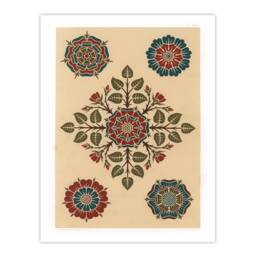 Artery8 GA & MA Audsley Framed Wall Art Vintage Stylised Rose Flower Pattern in Orange - Size: A4 - thumbnail 3
