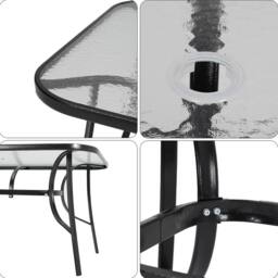 Living and Home 4 Person Patio Garden Dining Set With Umbrella in Black - thumbnail 7