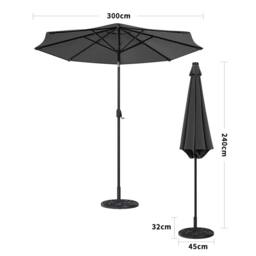 Living and Home 4 Person Patio Garden Dining Set With Umbrella in Black - thumbnail 8