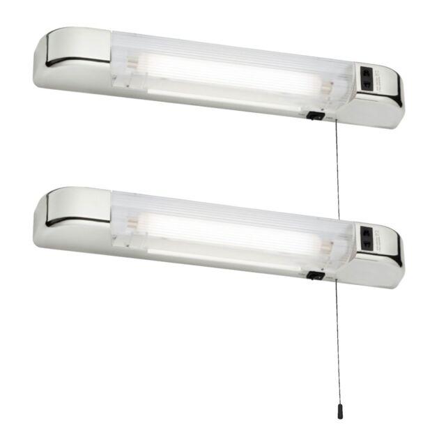 First Choice Lighting Set of 2 Rise - Chrome LED Bathroom Shaver Lights in Silver - image 1