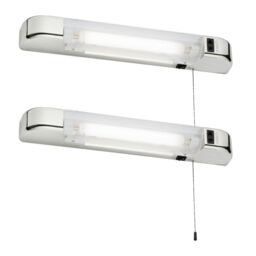 First Choice Lighting Set of 2 Rise - Chrome LED Bathroom Shaver Lights in Silver - thumbnail 1