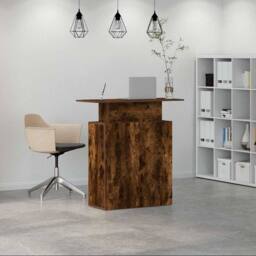 Berkfield Home Reception Desk Smoked Oak 100x40x104 cm Engineered Wood in Brown - Size: 100 x 40 x 104 cm - thumbnail 1