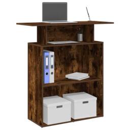 Berkfield Home Reception Desk Smoked Oak 100x40x104 cm Engineered Wood in Brown - Size: 100 x 40 x 104 cm - thumbnail 2
