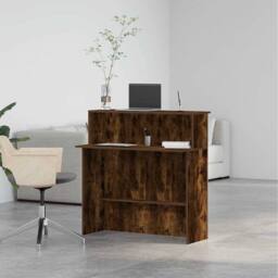 Berkfield Home Reception Desk Smoked Oak 100x40x104 cm Engineered Wood in Brown - Size: 100 x 40 x 104 cm - thumbnail 4