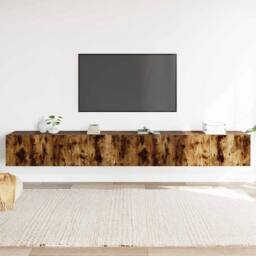 Berkfield Home 3 Piece TV Cabinet Set Smoked Oak Engineered Wood in Brown - thumbnail 2