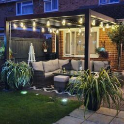 Primrose Living Deluxe Charcoal Veranda with Louvered Shutter Roof 3m x 6m in Dark Grey - thumbnail 6