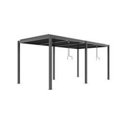 Primrose Living Deluxe Charcoal Veranda with Louvered Shutter Roof 3m x 6m in Dark Grey - thumbnail 4