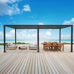 Primrose Living Deluxe Charcoal Veranda with Louvered Shutter Roof 3m x 6m in Dark Grey - thumbnail 2