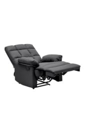 Living and Home Black Checkered Faux Leather Upholstered Recliner Armchair - thumbnail 2