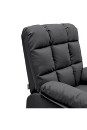 Living and Home Black Checkered Faux Leather Upholstered Recliner Armchair - thumbnail 4