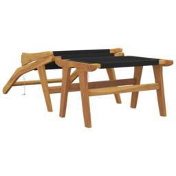 Berkfield Home Beautiful Garden Chair with Footrest Solid Wood Teak & Polyester in Brown - thumbnail 5