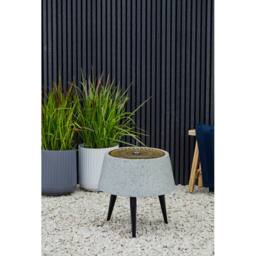 Lemon Pavilion Furniture and Decor Solis Water Feature on Black Legs with Light Display - L46xW46xH47 cm in Grey - thumbnail 2