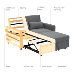Bravich LTD Dahlia 2-Seater Pull Out Sofa Bed - Convertible Sleeper Sofa in Brown - Size: 2 Seater - thumbnail 4