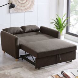 Bravich LTD Dahlia 2-Seater Pull Out Sofa Bed - Convertible Sleeper Sofa in Brown - Size: 2 Seater - thumbnail 2
