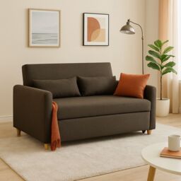 Bravich LTD Dahlia 2-Seater Pull Out Sofa Bed - Convertible Sleeper Sofa in Brown - Size: 2 Seater - thumbnail 3