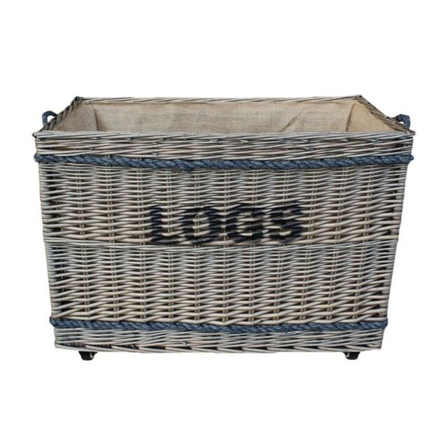 Red Hamper Wicker Jumbo Log Basket on Wheels in Brown - image 1