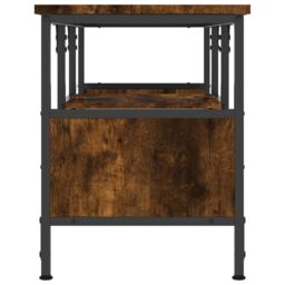 Berkfield Home TV Cabinet Smoked Oak 100x35x45 cm Engineered Wood&Iron in Brown - Size: 100 x 35 x 45 cm - thumbnail 5