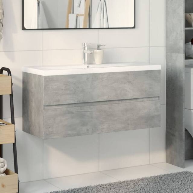 Berkfield Home Durable 2 Piece Bathroom Furniture Set Concrete Grey Engineered Wood - image 1