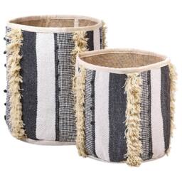 Wyld and Coco Cotton Storage Baskets Set of 2 Beige-Grey 40 x 45 cm in Beige - thumbnail 2