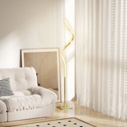 HOMCOM LED Floor Lamp, Standing Lamp with3 Adjustable Brightness Gold Tone - thumbnail 1