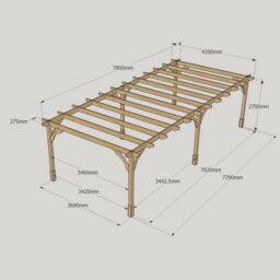 Rutland County Garden Furniture Ltd Premium Pergola 6 Posts - Wood - L420 x W780 x H270 cm - Light Green - thumbnail 6