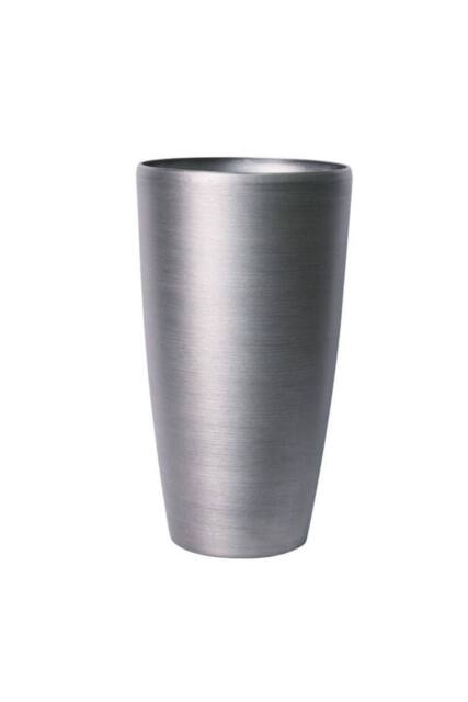 KDMD Brushed Steel Metallic Look Tall Planter 42cm in Silver - image 1