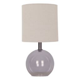 First Choice Lighting Set of 2 Buck - Clear Glass Table Lamp with Natural Linen Shades - thumbnail 2