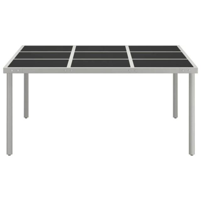 Berkfield Home Garden Dining Table 170x170x74.5 cm Glass & Steel in Black - image 1