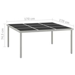 Berkfield Home Garden Dining Table 170x170x74.5 cm Glass & Steel in Black - thumbnail 5