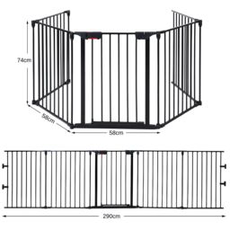 Costway 5-panel Metal Baby Pet Playpen Fireplace Fence Indoor Outdoor for Baby Pet in Black - thumbnail 3
