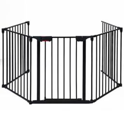 Costway 5-panel Metal Baby Pet Playpen Fireplace Fence Indoor Outdoor for Baby Pet in Black