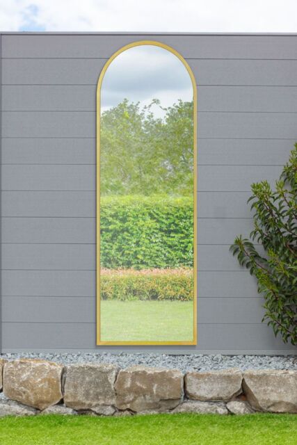 "MirrorOutlet Gold Framed Arched Garden Wall Mirror 71"" X 24"" (180CM X 60CM) - Size: 1 Pack" - image 1