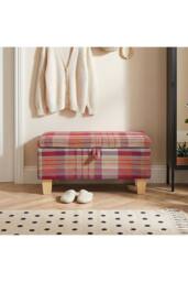 Living and Home Linen Upholstered Storage Ottoman in Red - thumbnail 2