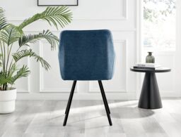 FurnitureboxUK Set of 2 Falun Deep Padded Dining Chairs Upholstered in Soft & Durable Fabric With Black Legs in Blue - thumbnail 6