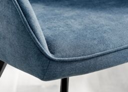 FurnitureboxUK Set of 2 Falun Deep Padded Dining Chairs Upholstered in Soft & Durable Fabric With Black Legs in Blue - thumbnail 8
