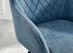 FurnitureboxUK Set of 2 Falun Deep Padded Dining Chairs Upholstered in Soft & Durable Fabric With Black Legs in Blue - thumbnail 7