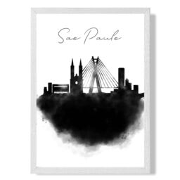 ARTZE Sao Paulo Watercolour Skyline City Framed Print SIZE: A3 with White Frame in Black - Size: A4 - thumbnail 1