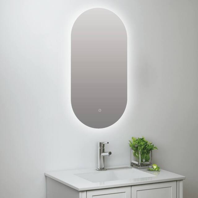 Bathroom Kingdom Raffy Oval Backlit Illuminated LED Mirror 400x800mm in Silver - image 1
