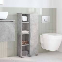 Berkfield Home Durable Bathroom Cabinet with Roll Holder Concrete Grey 39x22x90 cm - Size: 39 x 22 x 90 cm