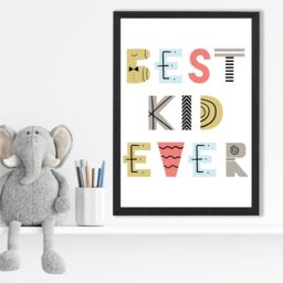 ARTZE Cute Best Ever Kid Scandi Quote Framed Print SIZE: A2 with Black Frame in Yellow - Size: A4 - thumbnail 2