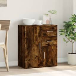 Berkfield Home Sideboard Smoked Oak 60x31x70 cm Engineered Wood in Brown - Size: 60 x 31 x 70 cm - thumbnail 1
