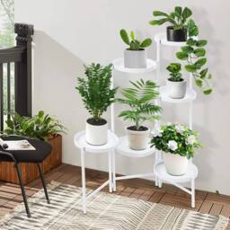 Kelvenix Plant Stand with 6 Levels, Modern Iron Free Standing in White - thumbnail 3