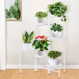 Kelvenix Plant Stand with 6 Levels, Modern Iron Free Standing in White - thumbnail 4