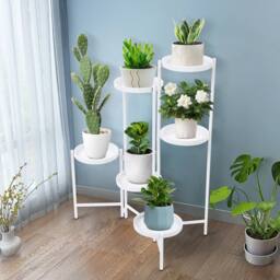 Kelvenix Plant Stand with 6 Levels, Modern Iron Free Standing in White - thumbnail 5